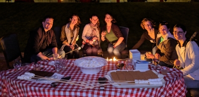 Residents around table